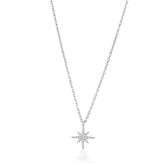 Silver Bright Star Necklace, White Rhodium, Premium Cubic Zirconia  + Give Joy Gift